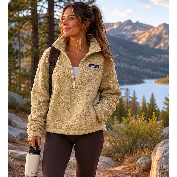 Patagonia Tops - Patagonia Pullover Womens Large Tan Los Gatos Fleece Gorpcore Cabin Pullover